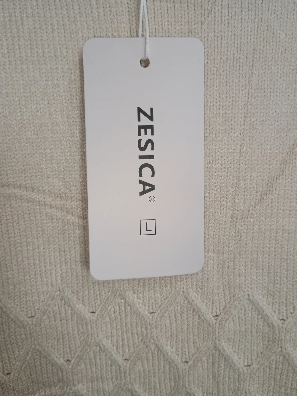 Zesica Cream Textured Crewneck Sweater